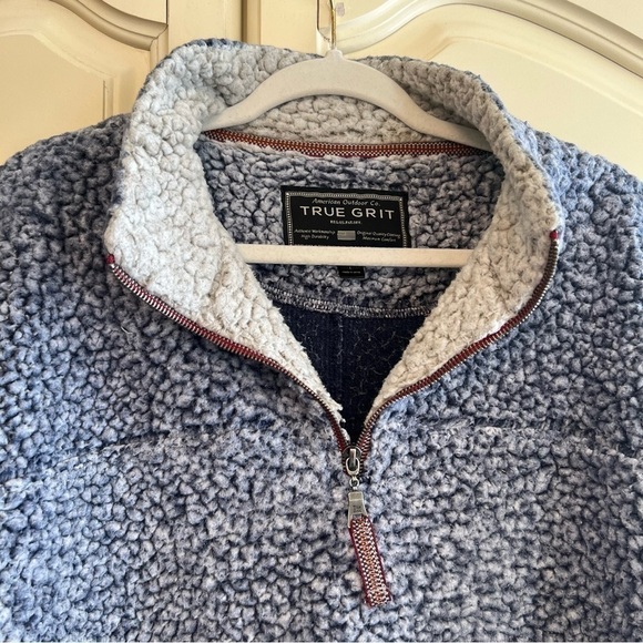 TRUE Grit The Original Frosty Tipped Pile 1/2 Zip Pullover in Blue - Picture 3 of 8